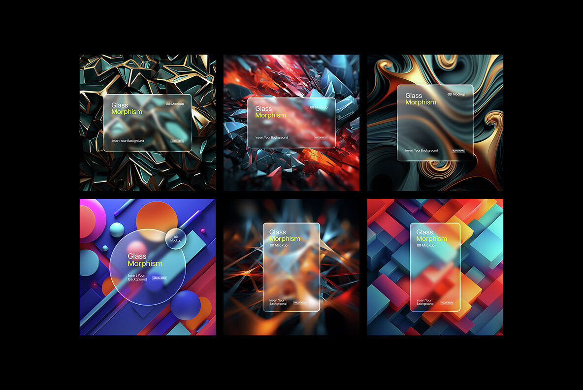 Glass Morphism Frosted Mockups 2