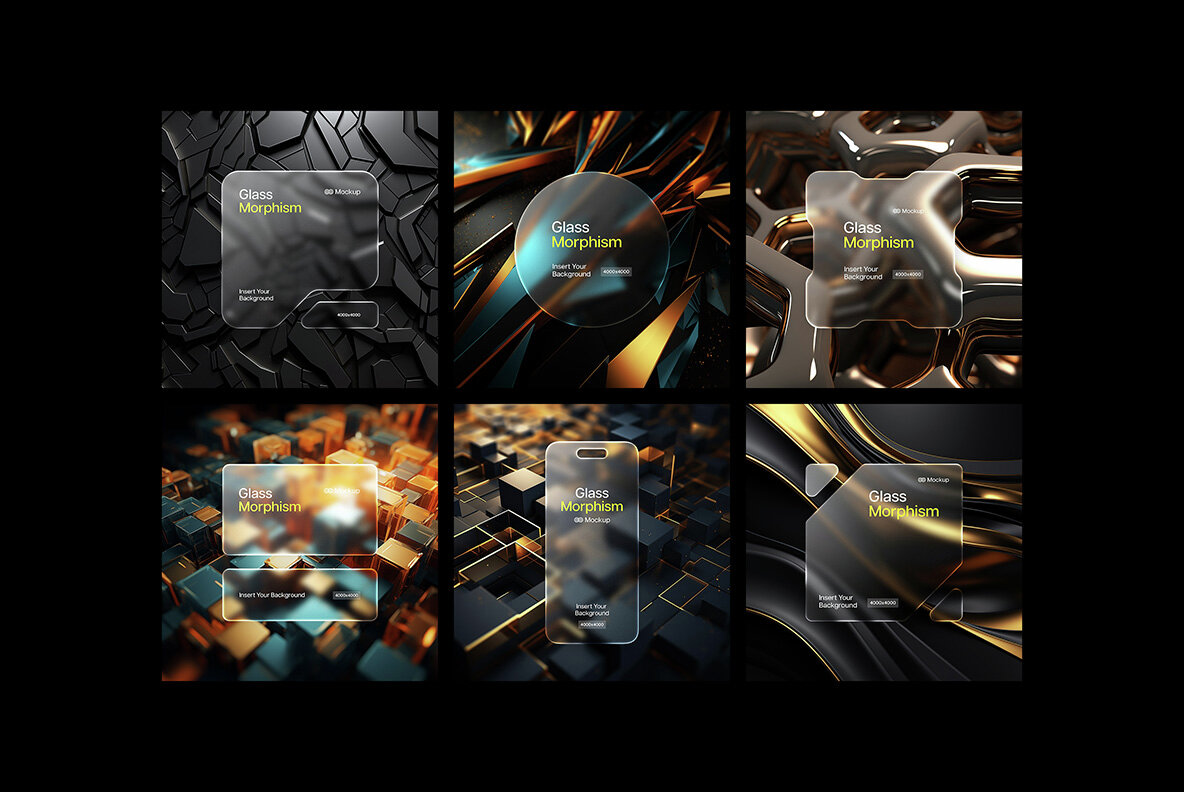 Glass Morphism Frosted Mockups 5