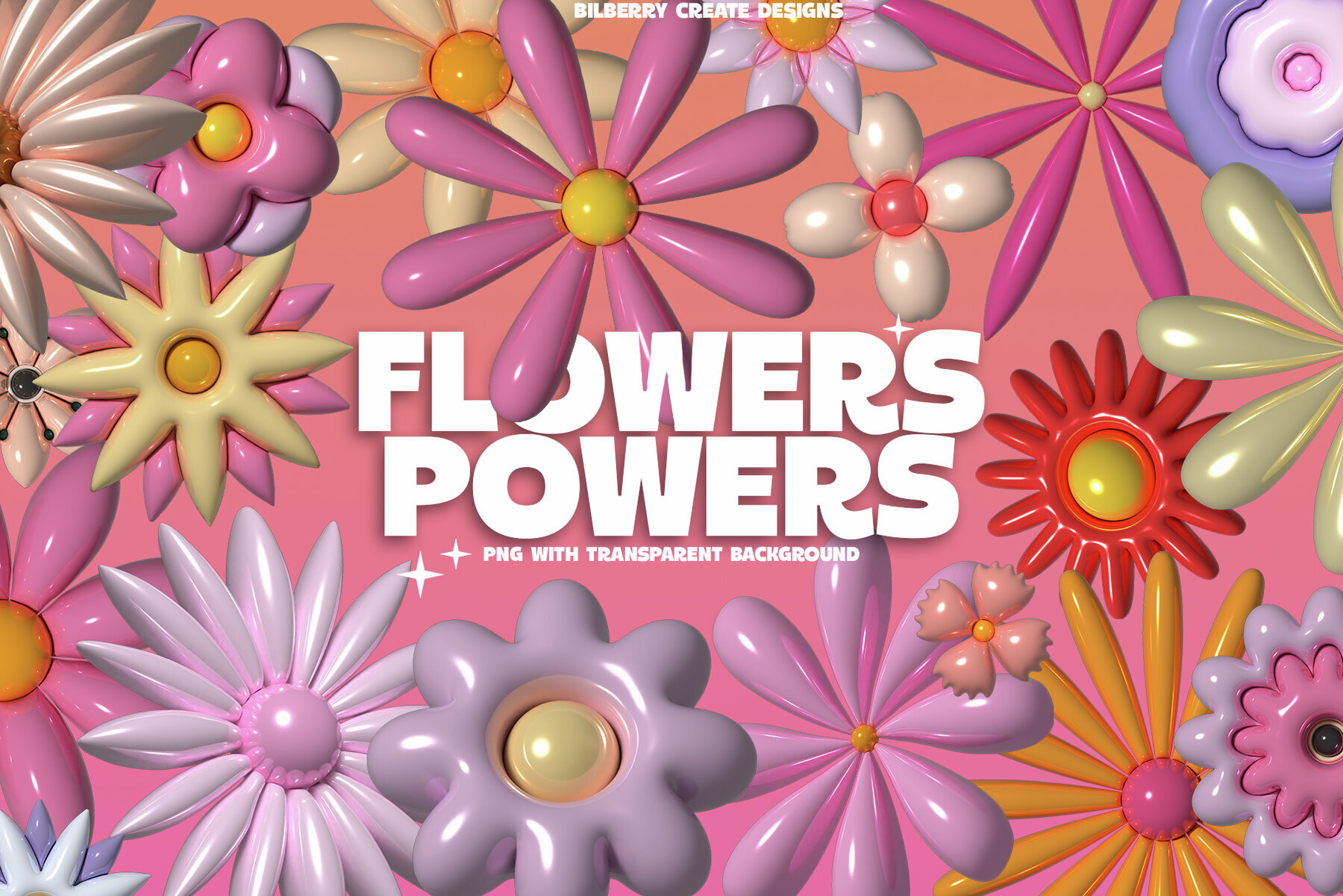 Flowers Powers 3D art set 1
