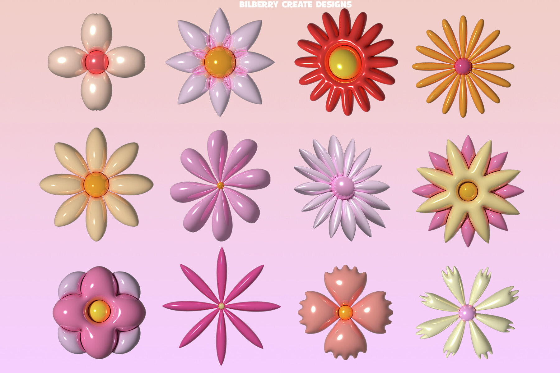 Flowers Powers 3D art set 2