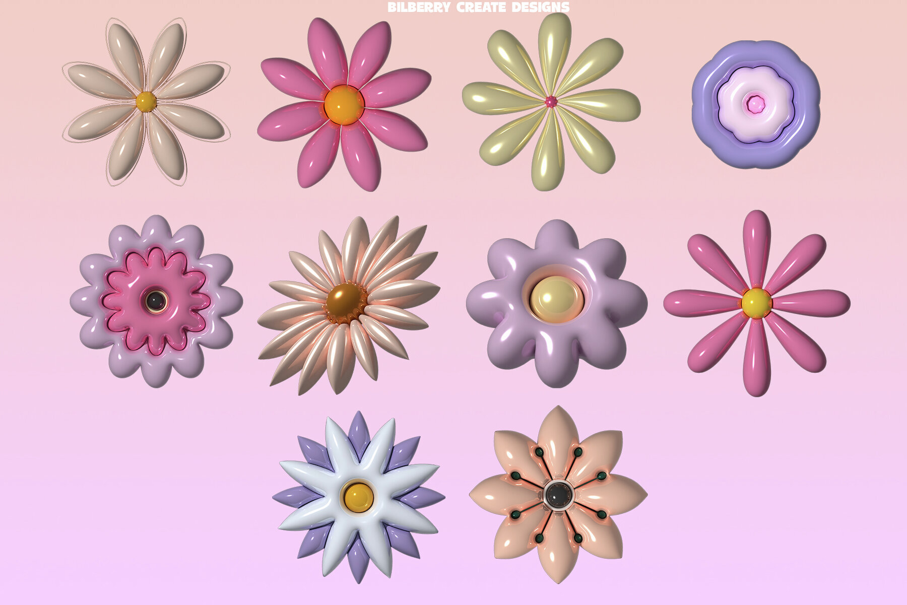 Flowers Powers 3D art set 3