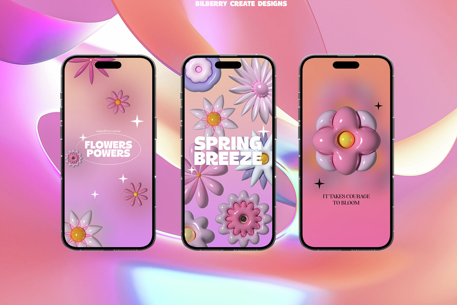 Flowers Powers 3D art set 4