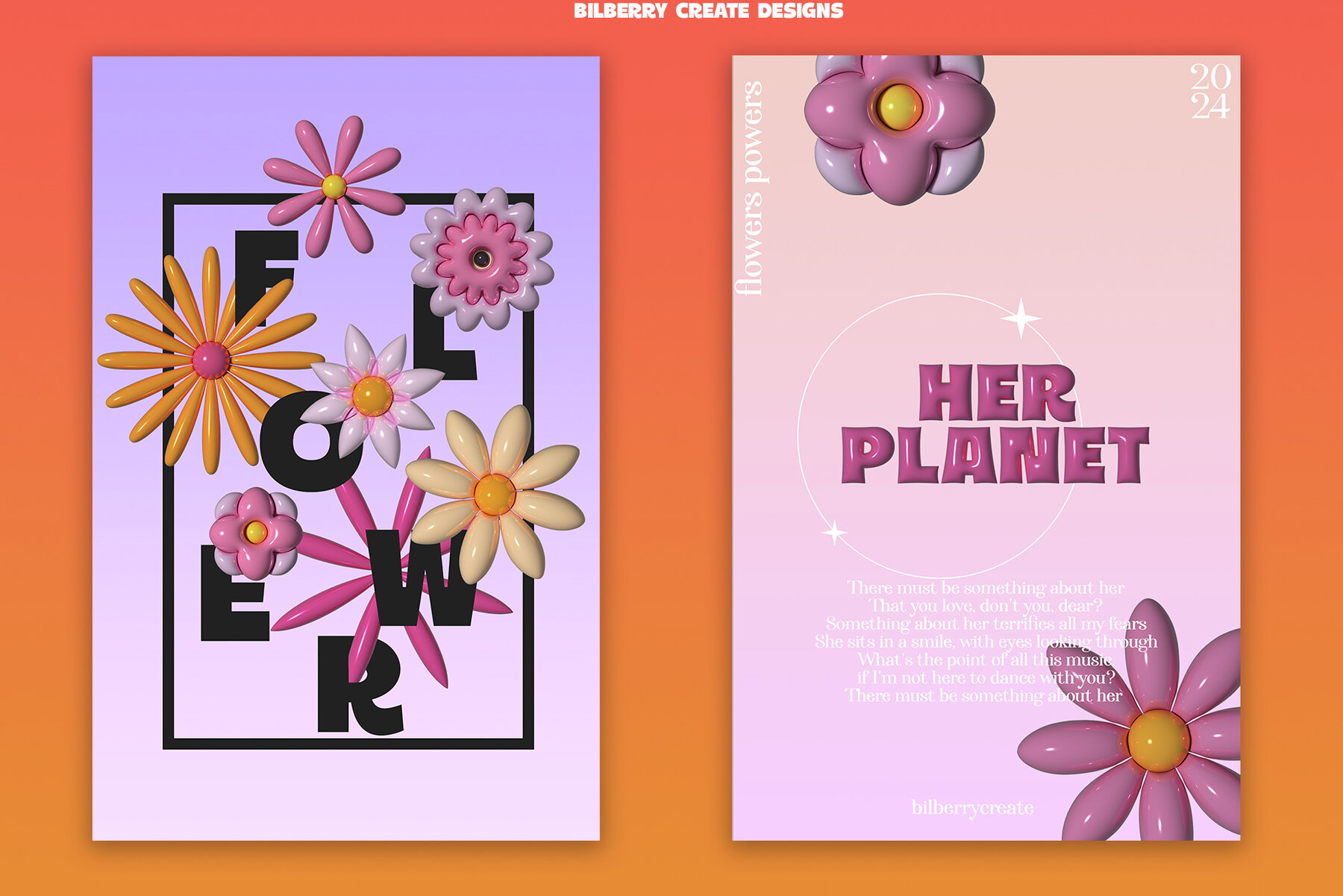 Flowers Powers 3D art set 5