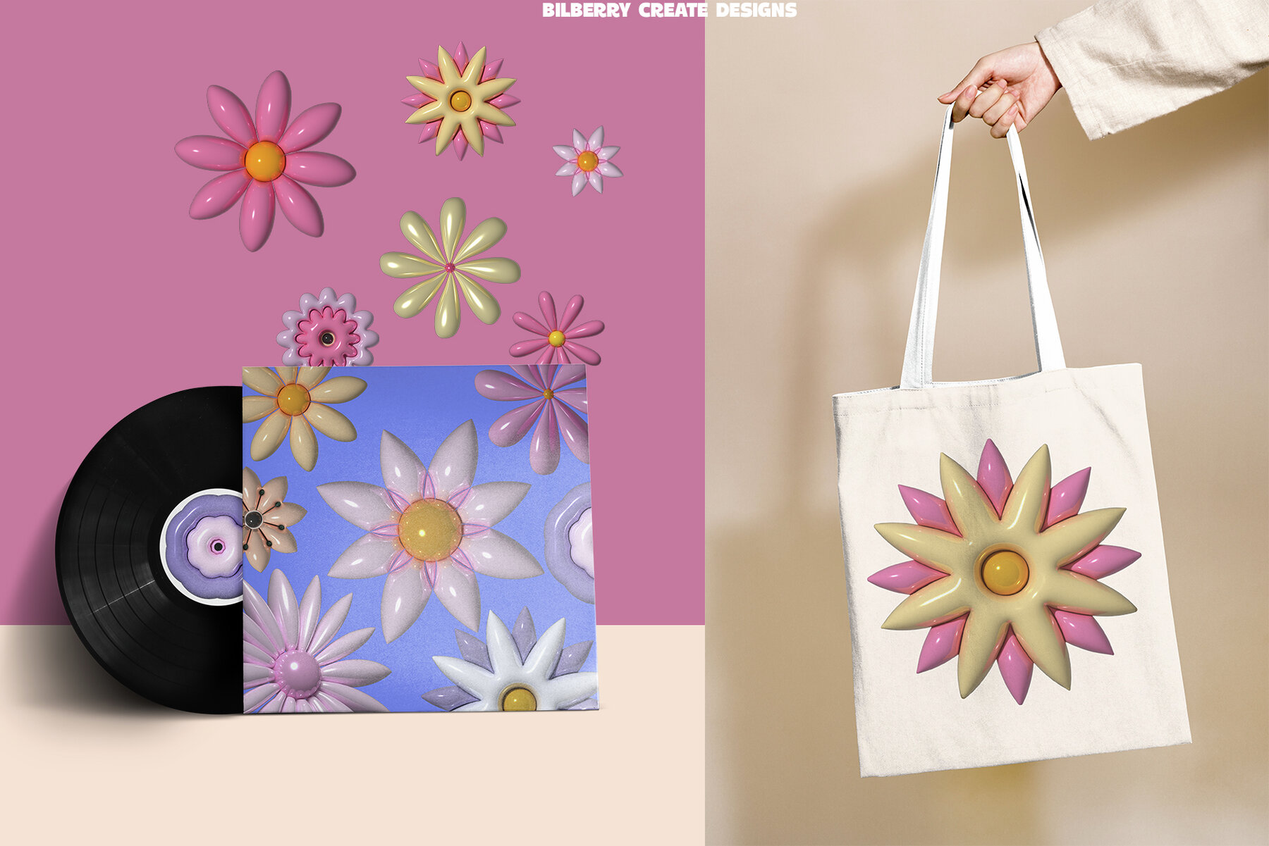 Flowers Powers 3D art set 7