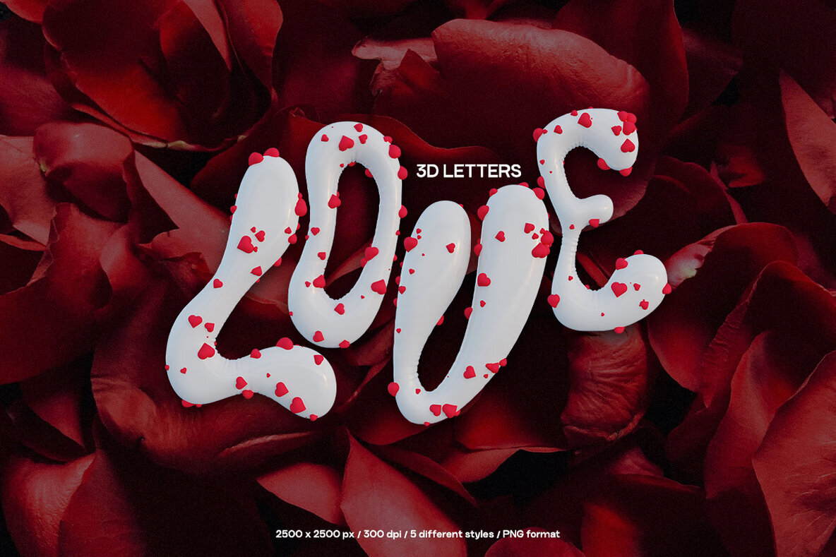 Love   3D PNG Letters 1