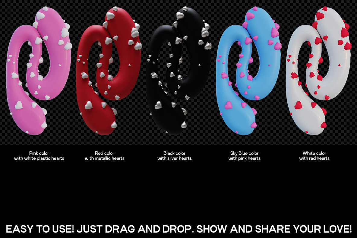 Love   3D PNG Letters 3