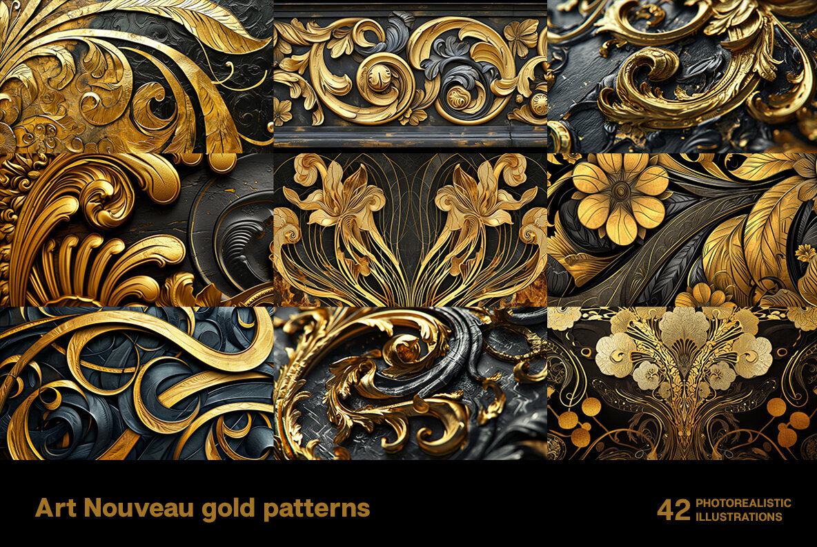 Art Nouveau Gold Patterns 2