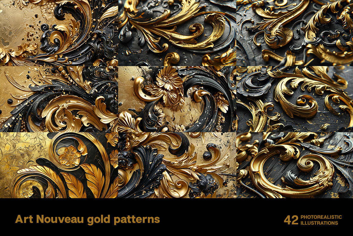 Art Nouveau Gold Patterns 3