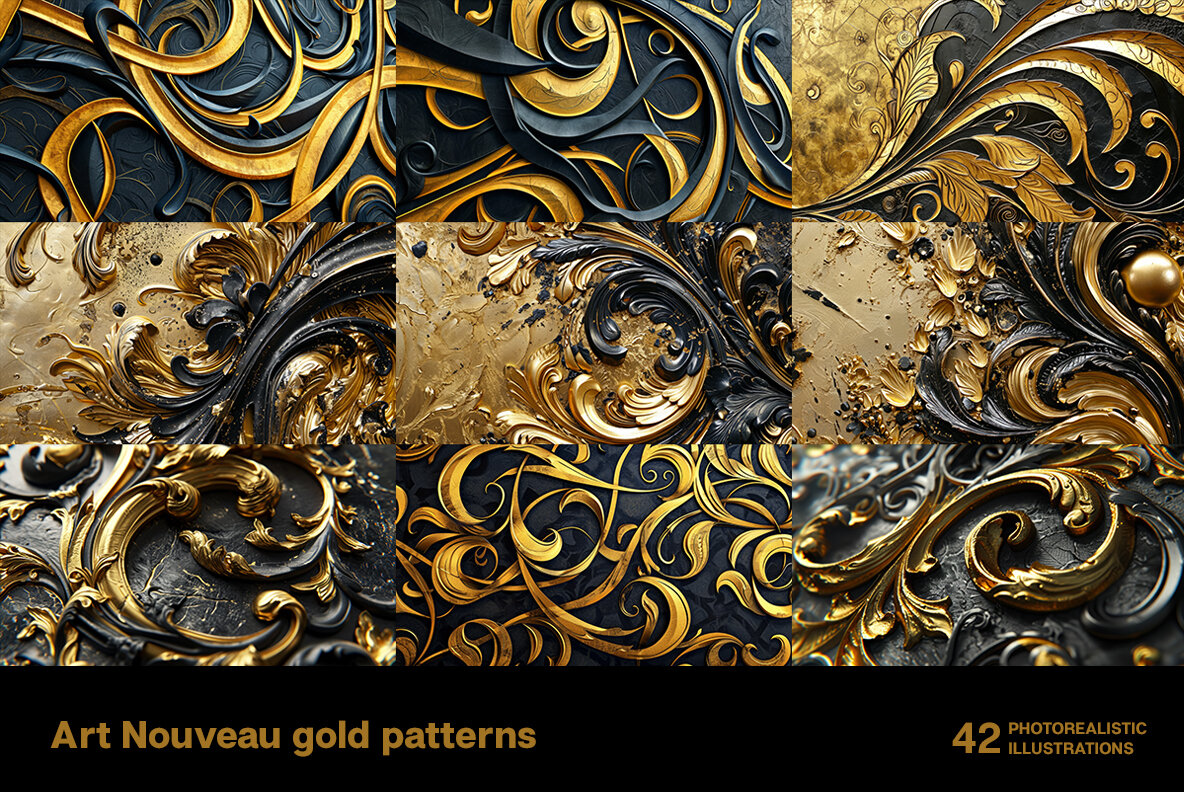 Art Nouveau Gold Patterns 4