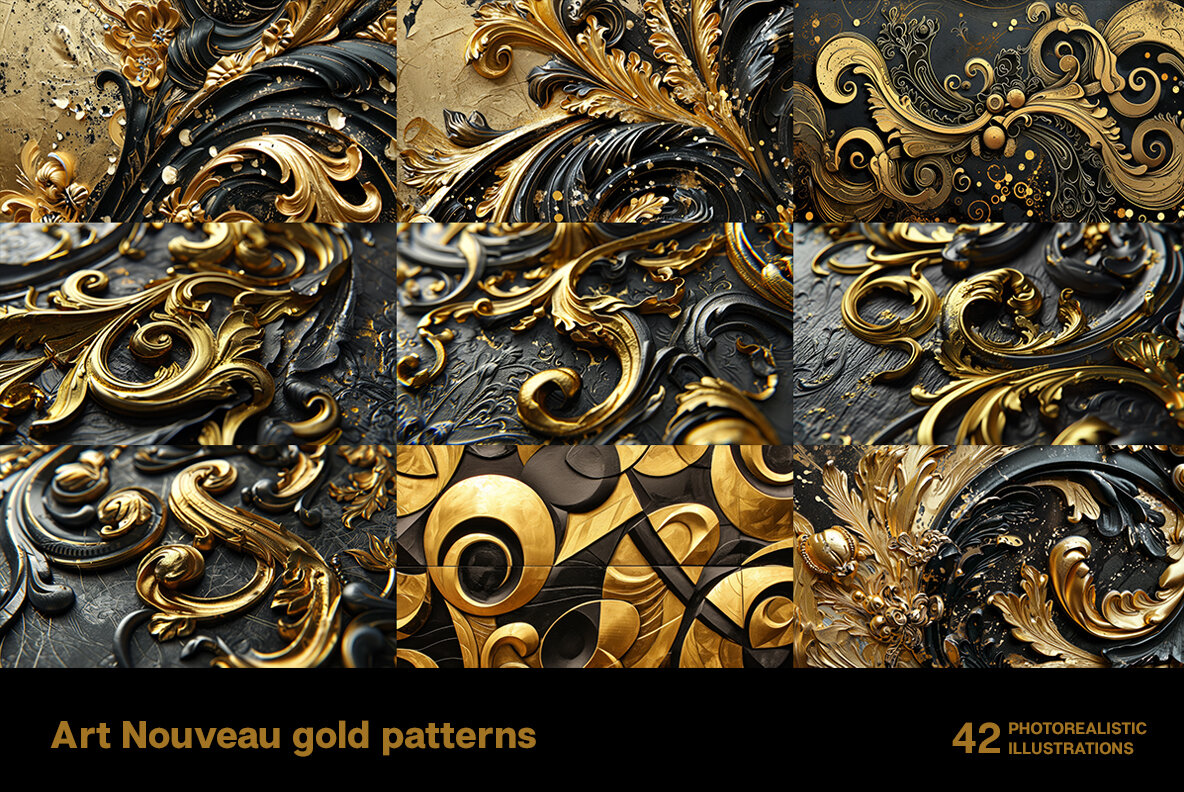 Art Nouveau Gold Patterns 5