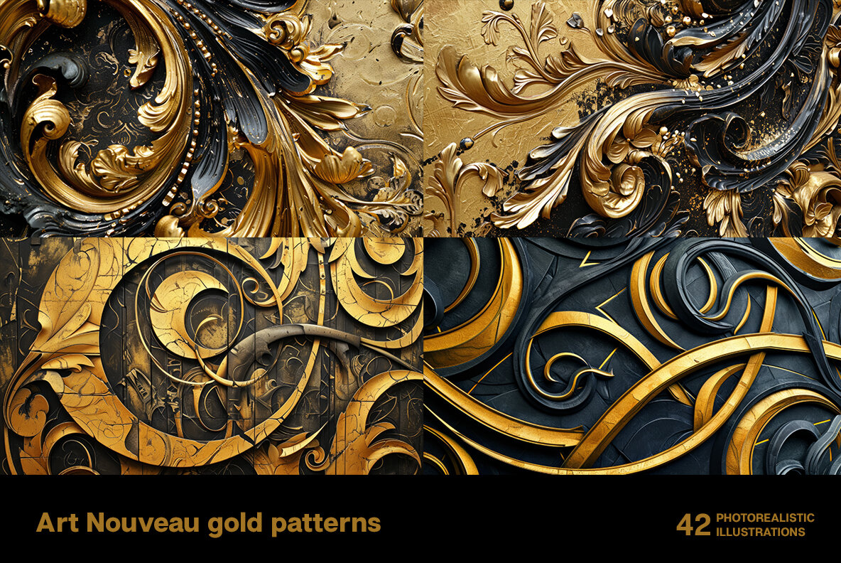 Art Nouveau Gold Patterns 6