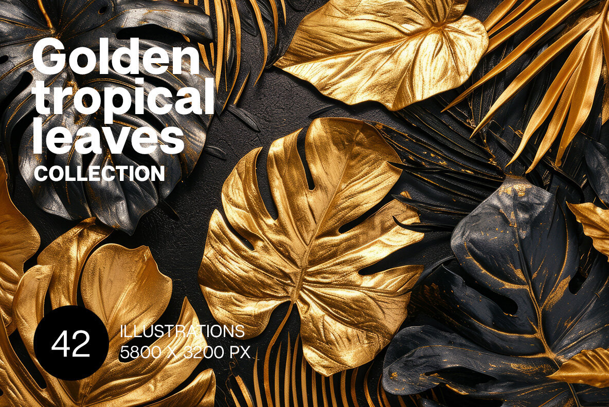 Golden Tropical Leaves Abstract - YouWorkForThem