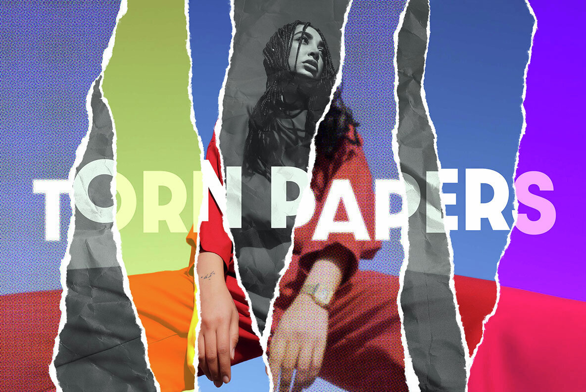 Torn Paper Pieces Photo Effect 1