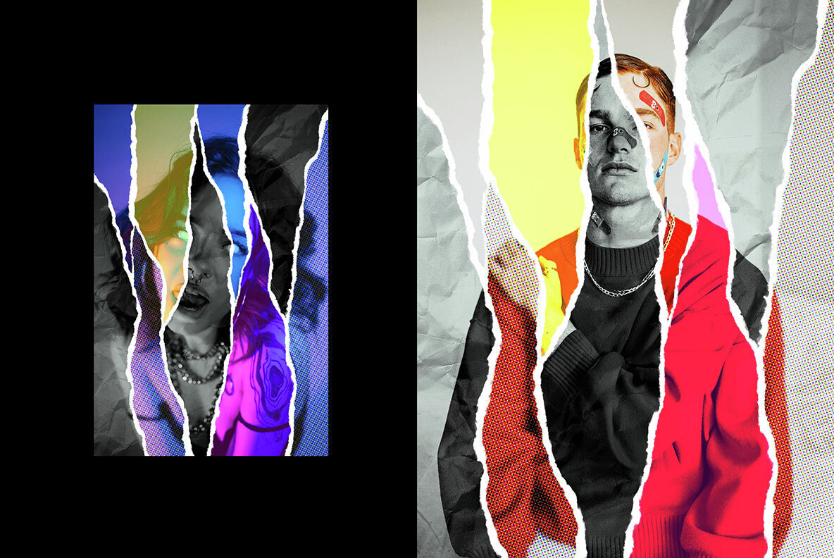 Torn Paper Pieces Photo Effect 3