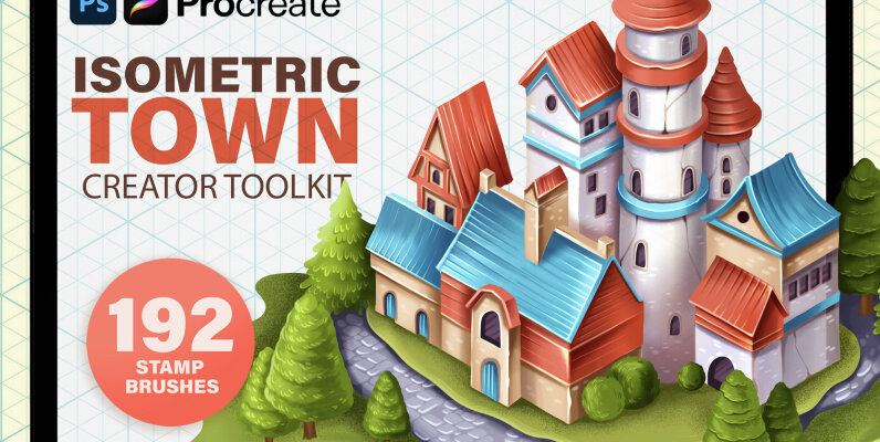 Isometric Town Procreate and Photoshop Creator