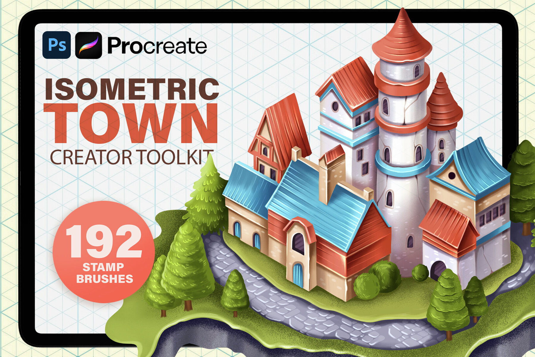 Isometric Town Procreate and Photoshop Creator 1