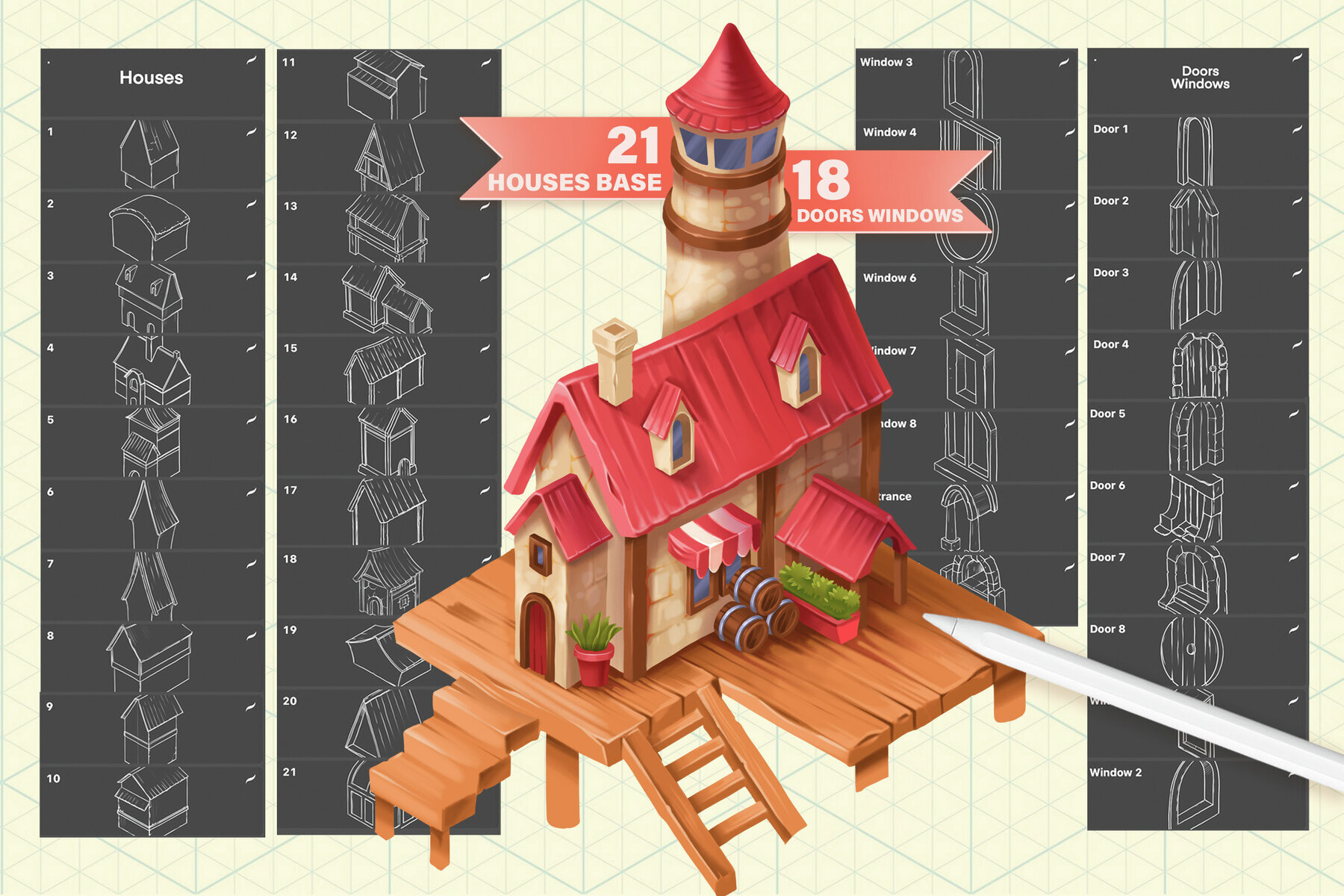 Isometric Town Procreate and Photoshop Creator 3