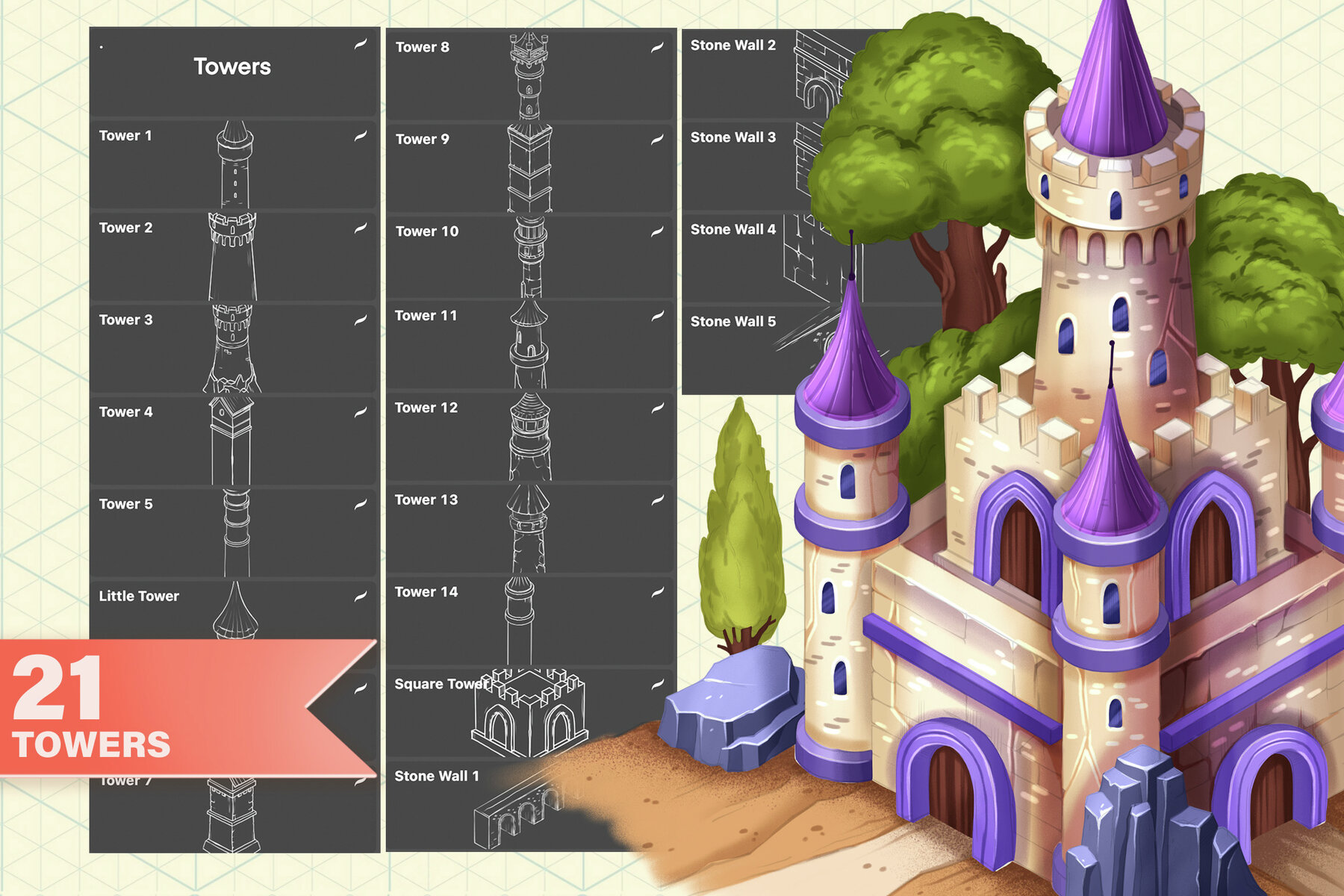 Isometric Town Procreate and Photoshop Creator 5