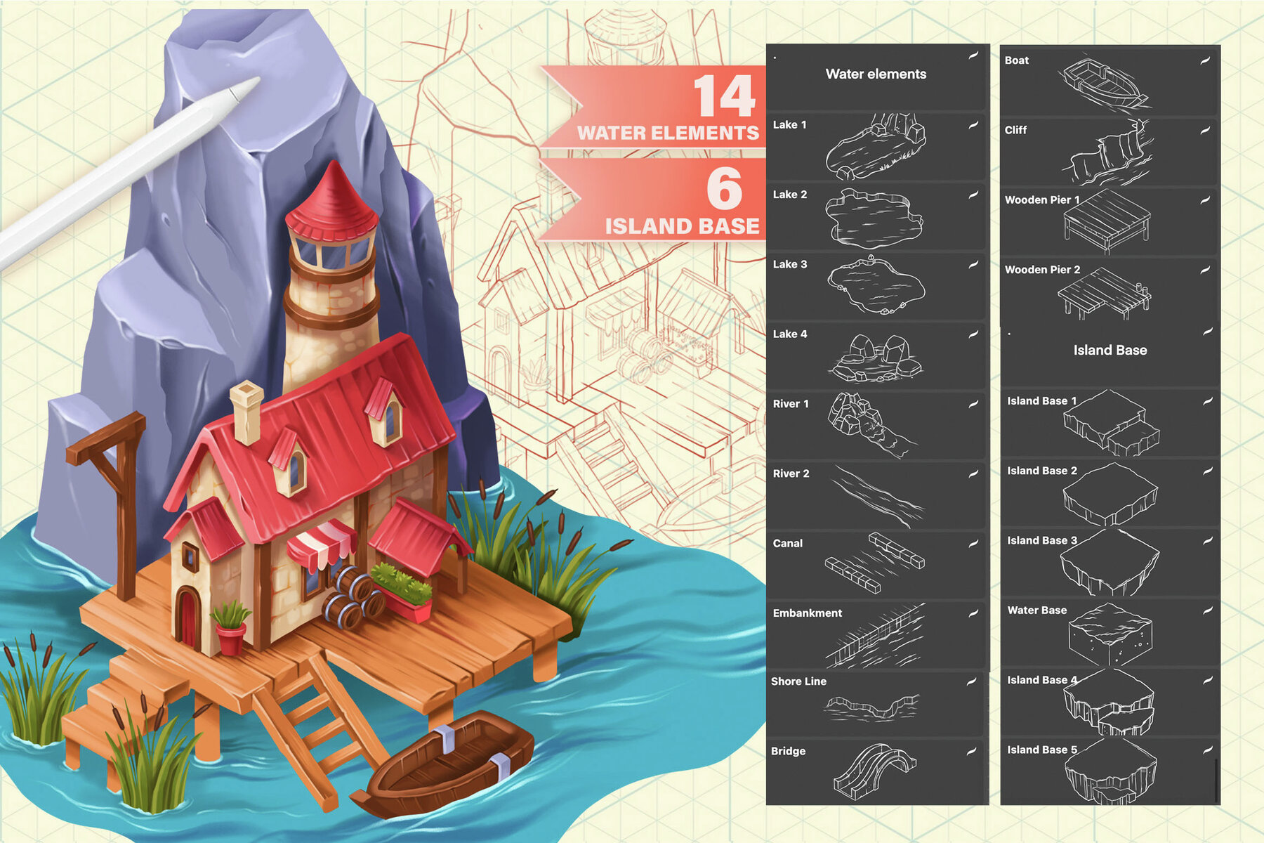 Isometric Town Procreate and Photoshop Creator 8