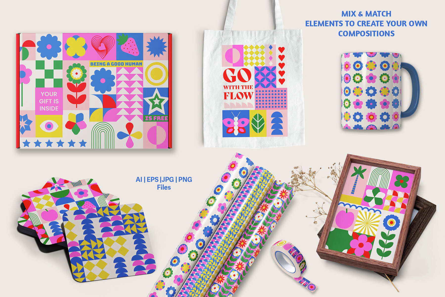Bright Geometric Pattern   Shapes Creator Kit 12