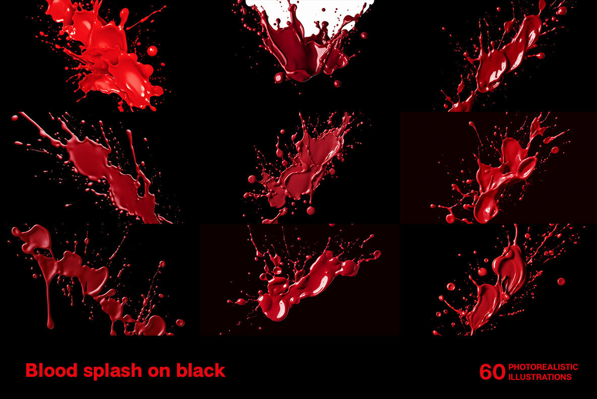 Blood splashes on black background 2