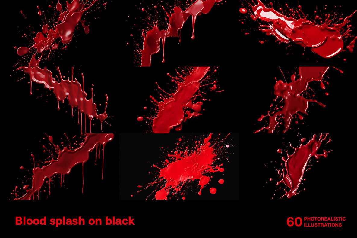 Blood splashes on black background 3