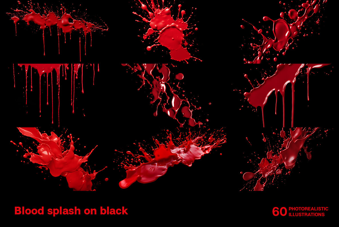 Blood splashes on black background 4