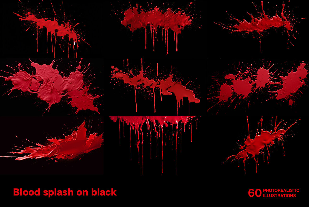 Blood splashes on black background 5