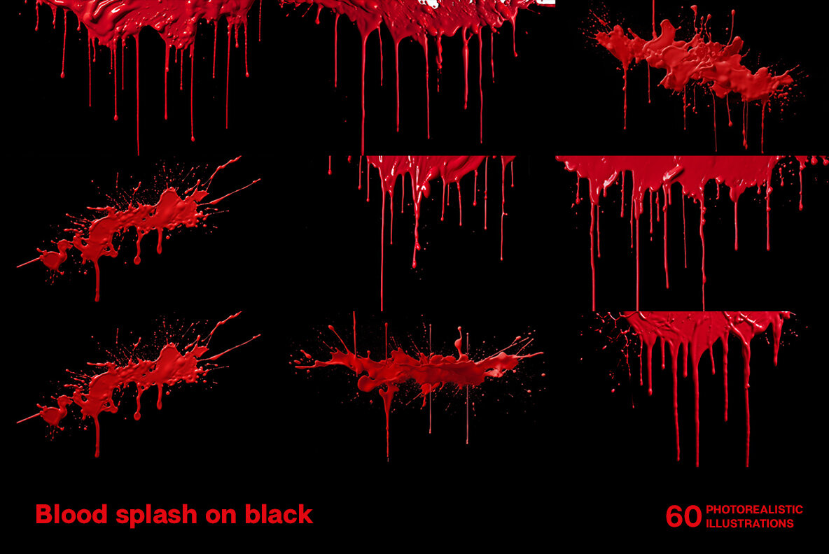 Blood splashes on black background 6