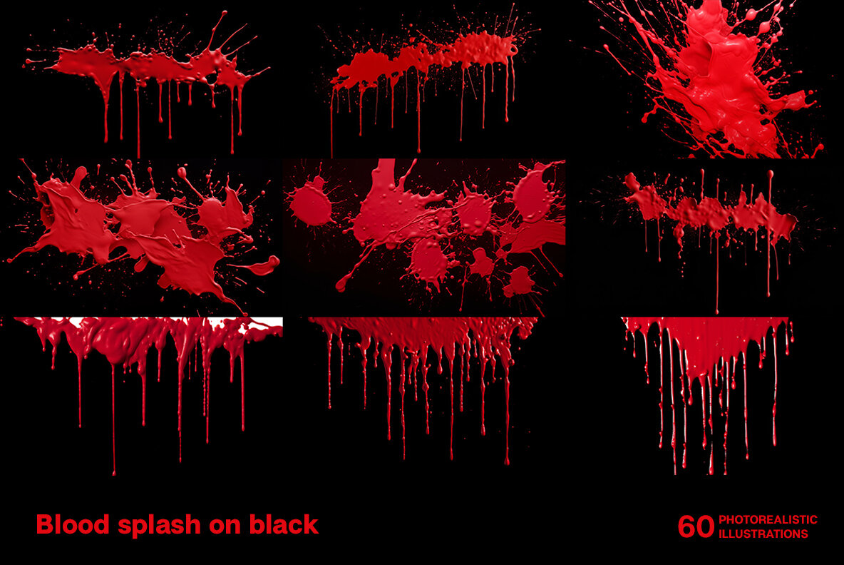 Blood splashes on black background 7