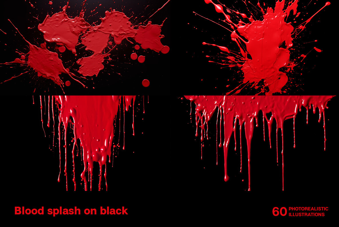Blood splashes on black background 8