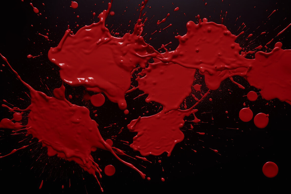 Blood splashes on black background 9