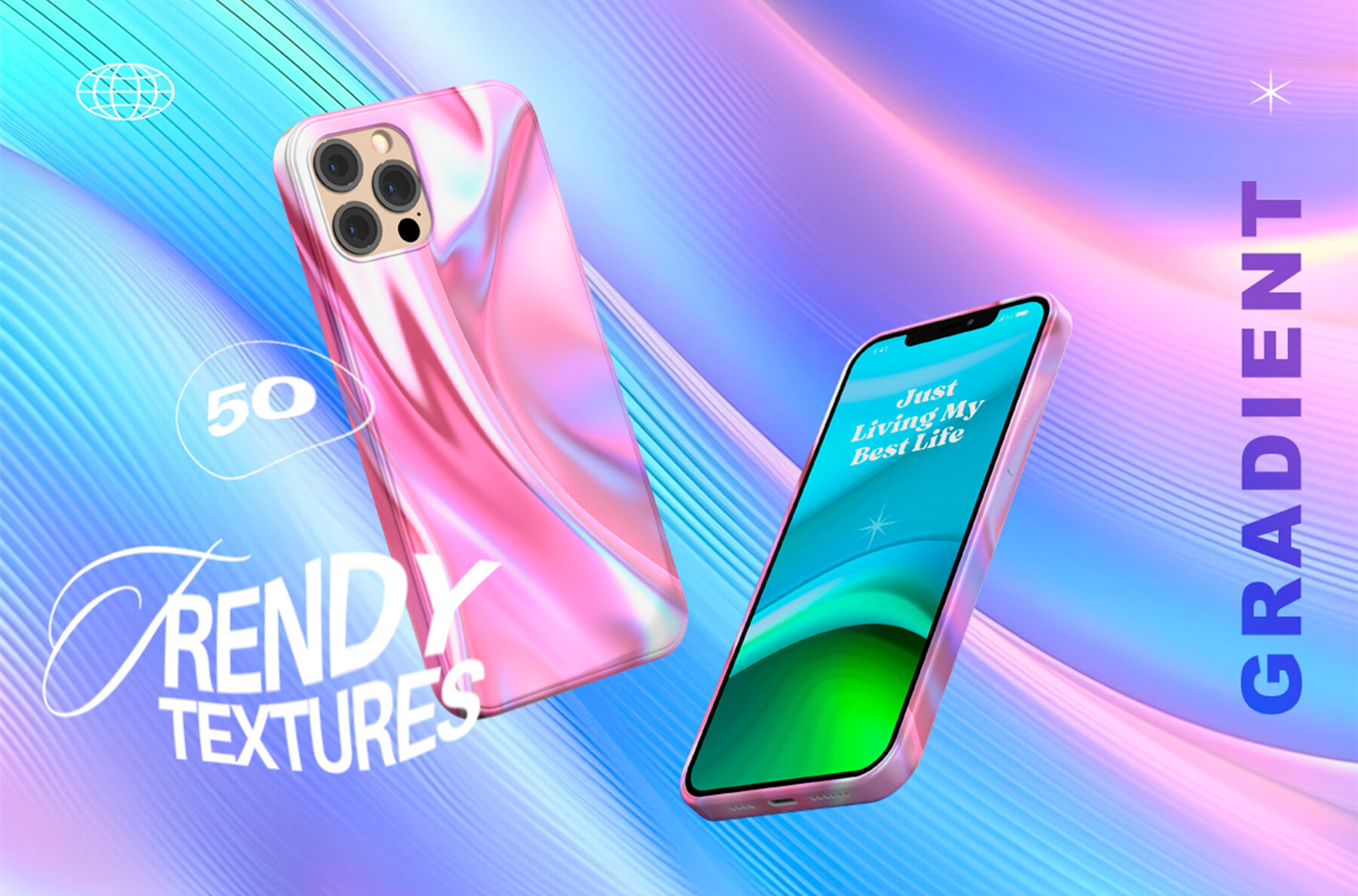 50 Iridescent Wavy Gradient Textures 11