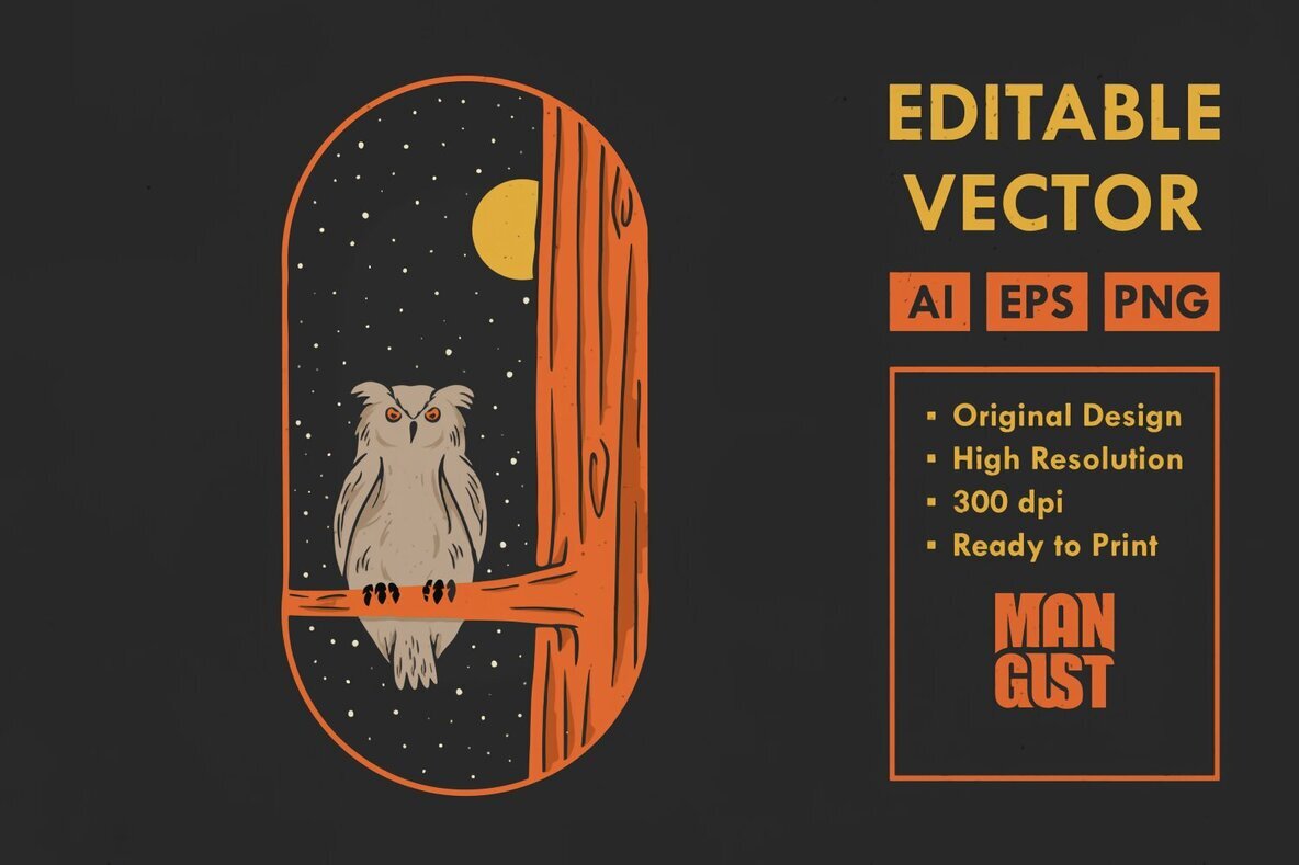 Owl on The Full Moon 1