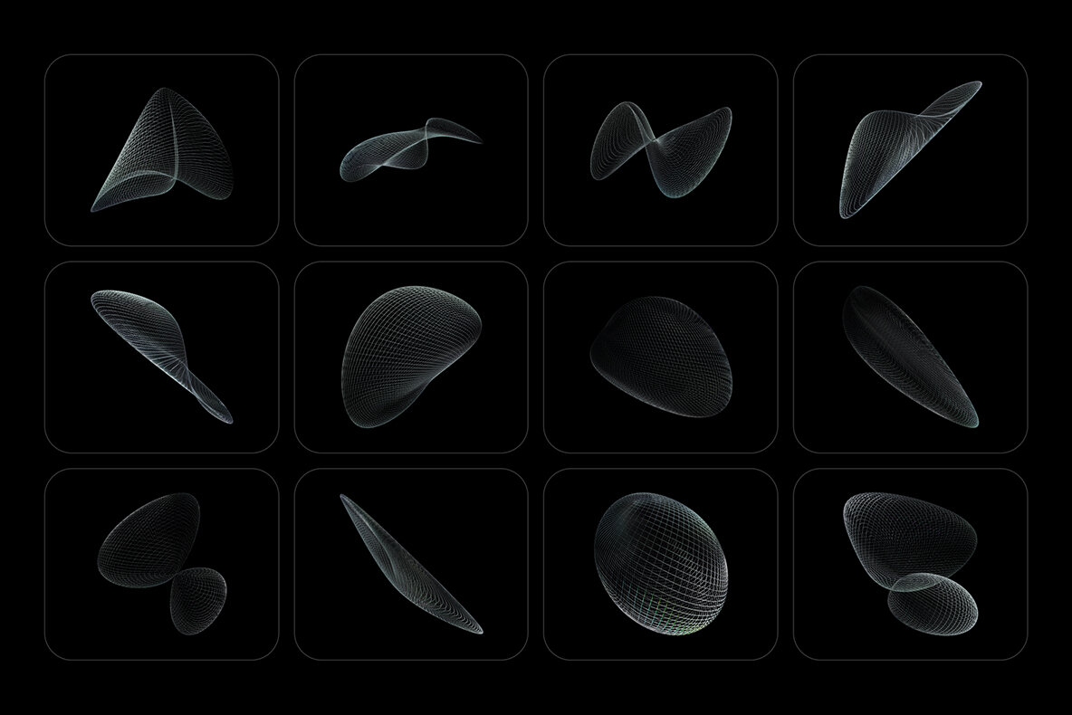 3D Chrome Wireframes 4