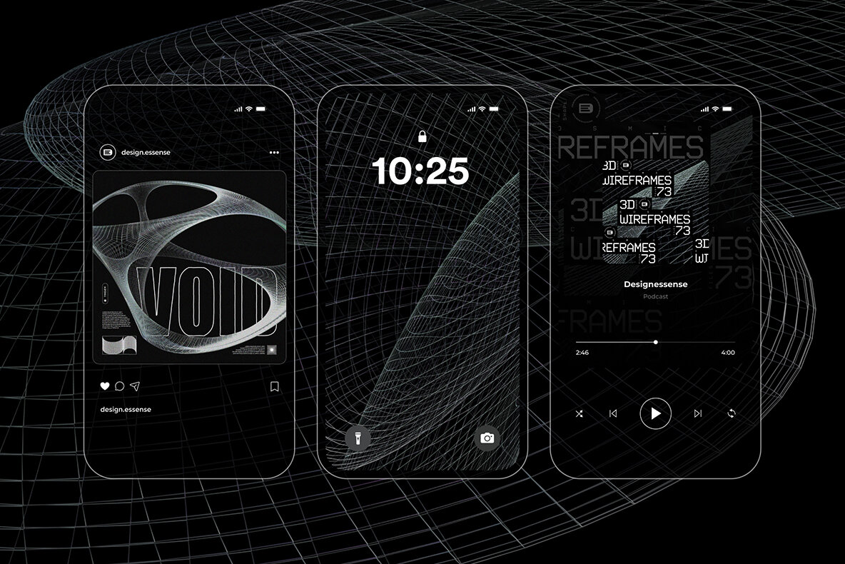 3D Chrome Wireframes 5