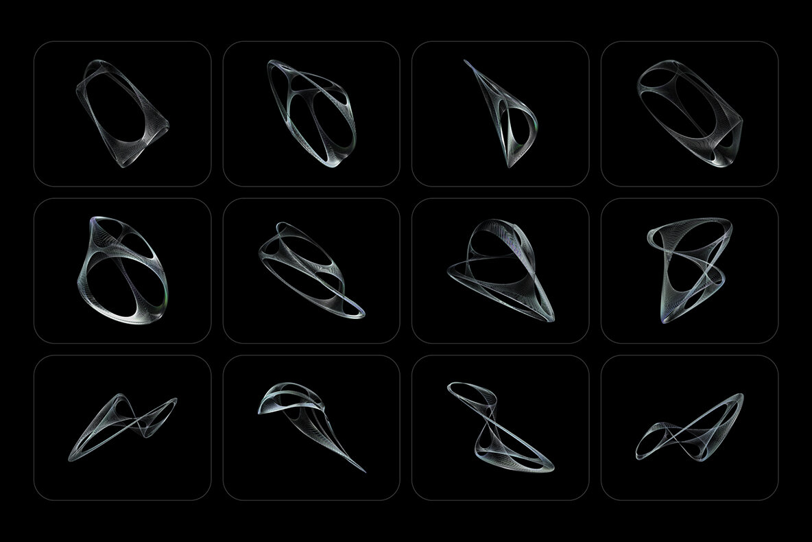 3D Chrome Wireframes 6