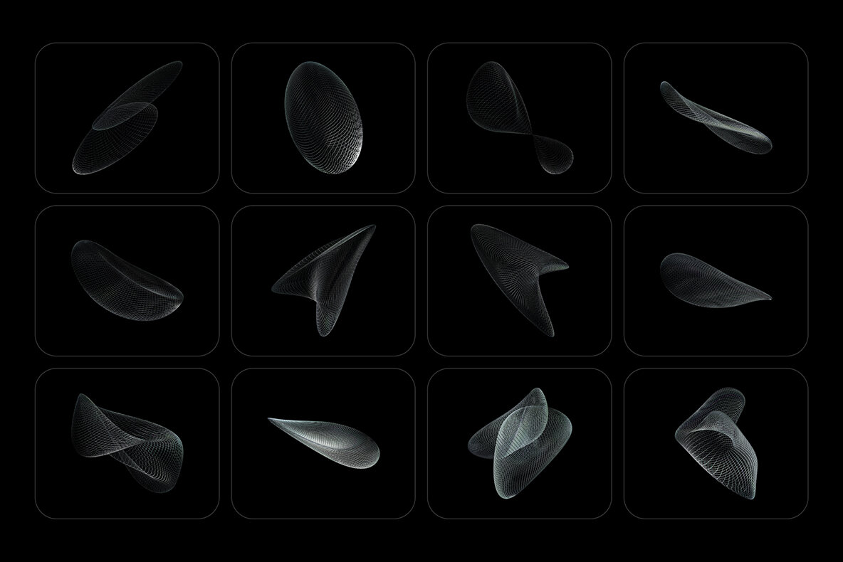 3D Chrome Wireframes 8