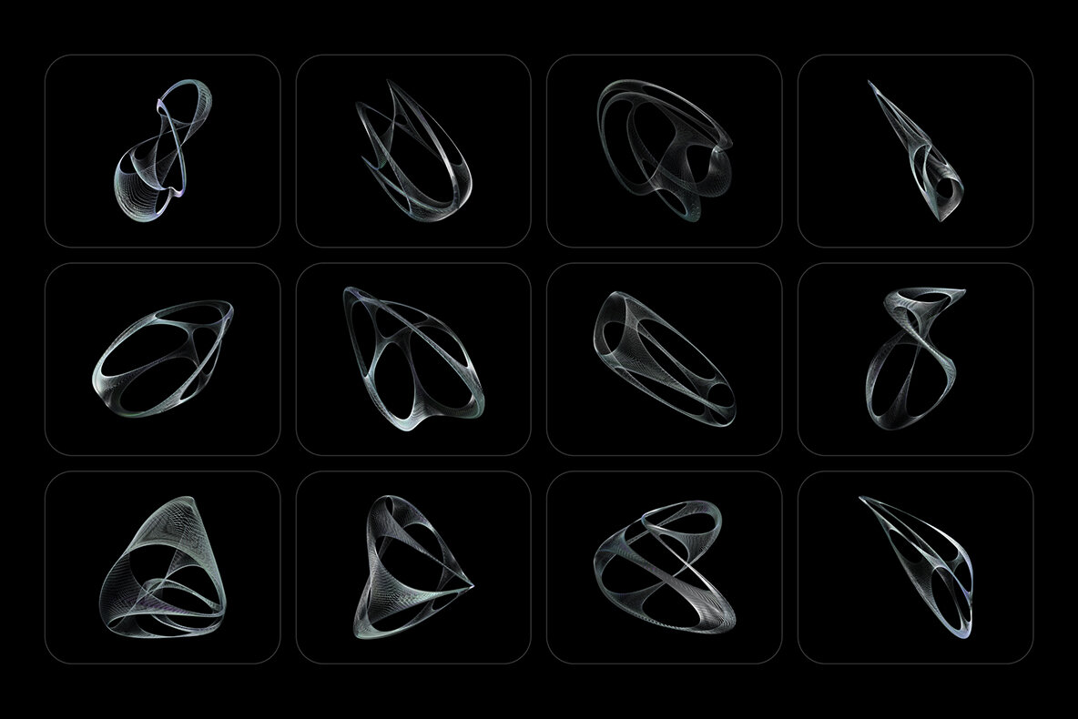 3D Chrome Wireframes 10