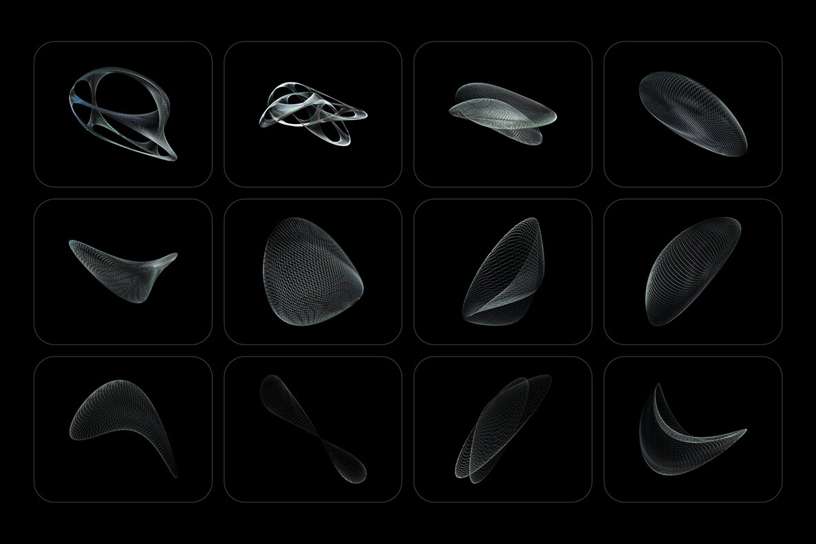 3D Chrome Wireframes 12