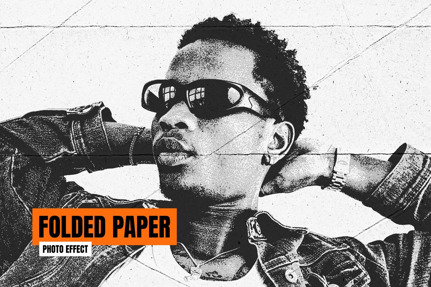 Black   White Folded Photo Effect 1