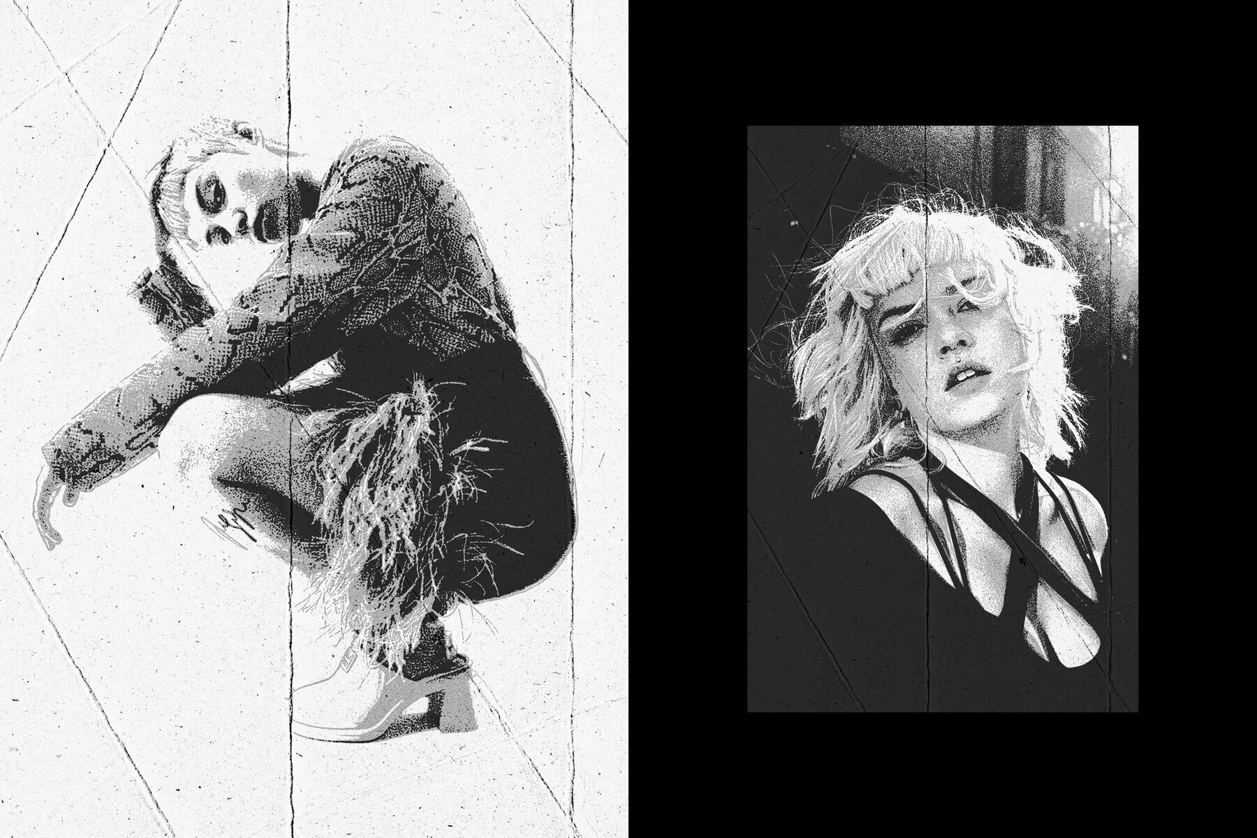 Black   White Folded Photo Effect 3