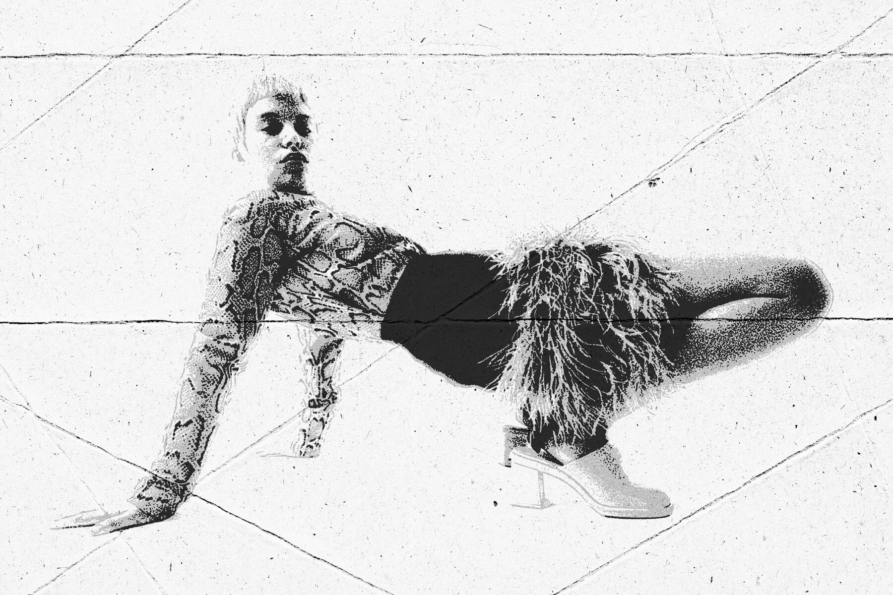 Black   White Folded Photo Effect 5