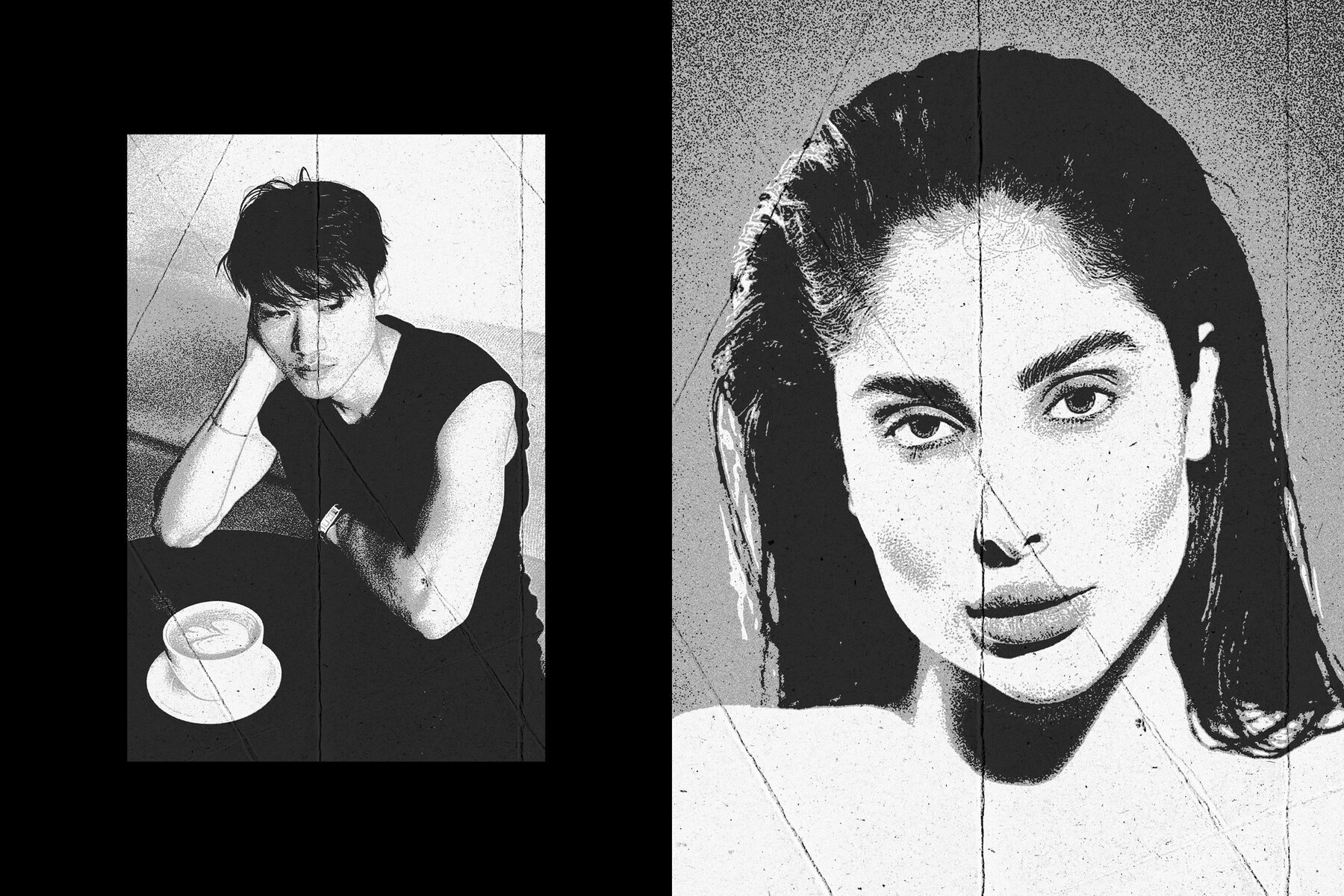 Black   White Folded Photo Effect 6