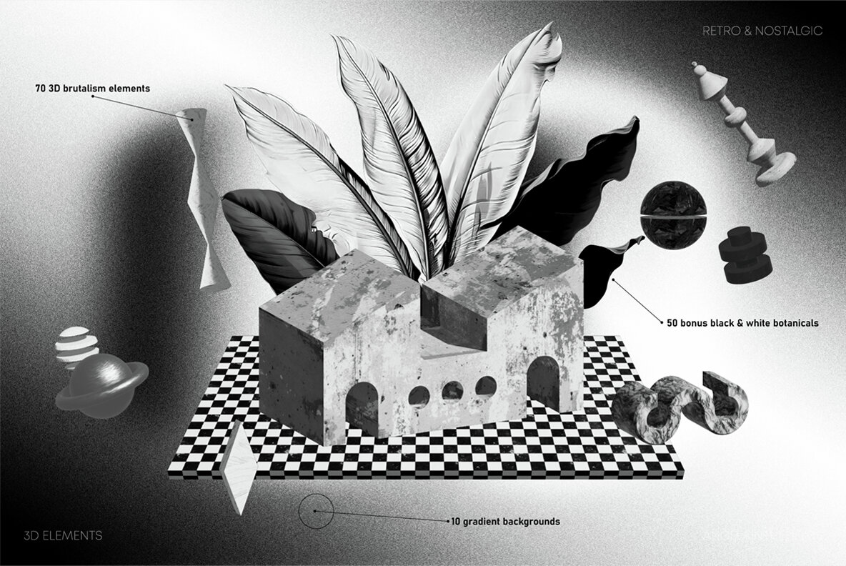DARK BRUTALISM 3D Elements 5