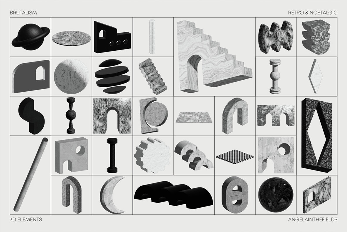 DARK BRUTALISM 3D Elements 6