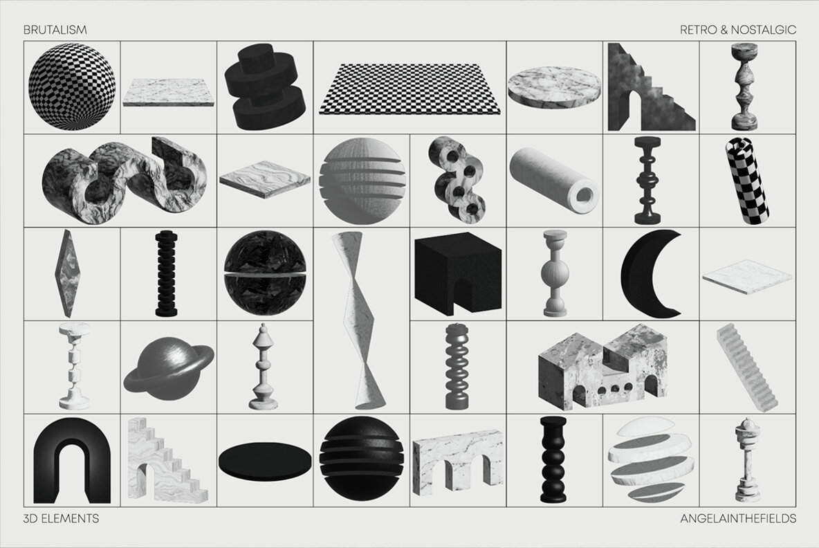 DARK BRUTALISM 3D Elements 7