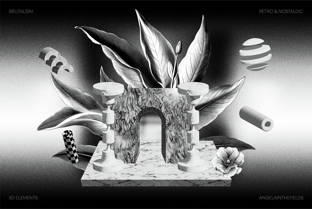 DARK BRUTALISM 3D Elements 10