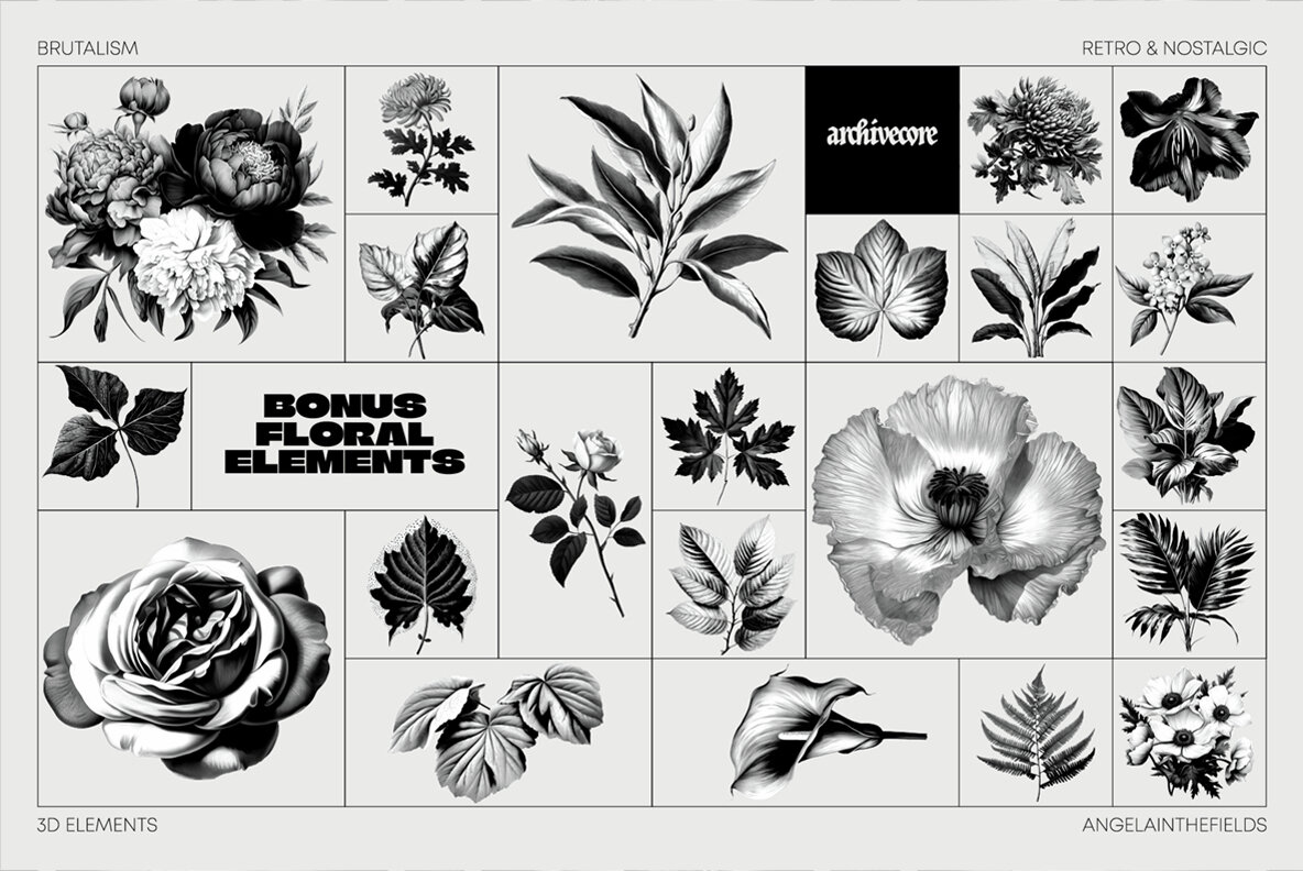 DARK BRUTALISM 3D Elements 11