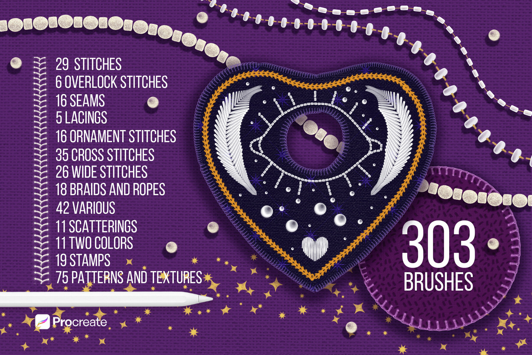 Procreate Magic Stitches and Patterns Brushes 5